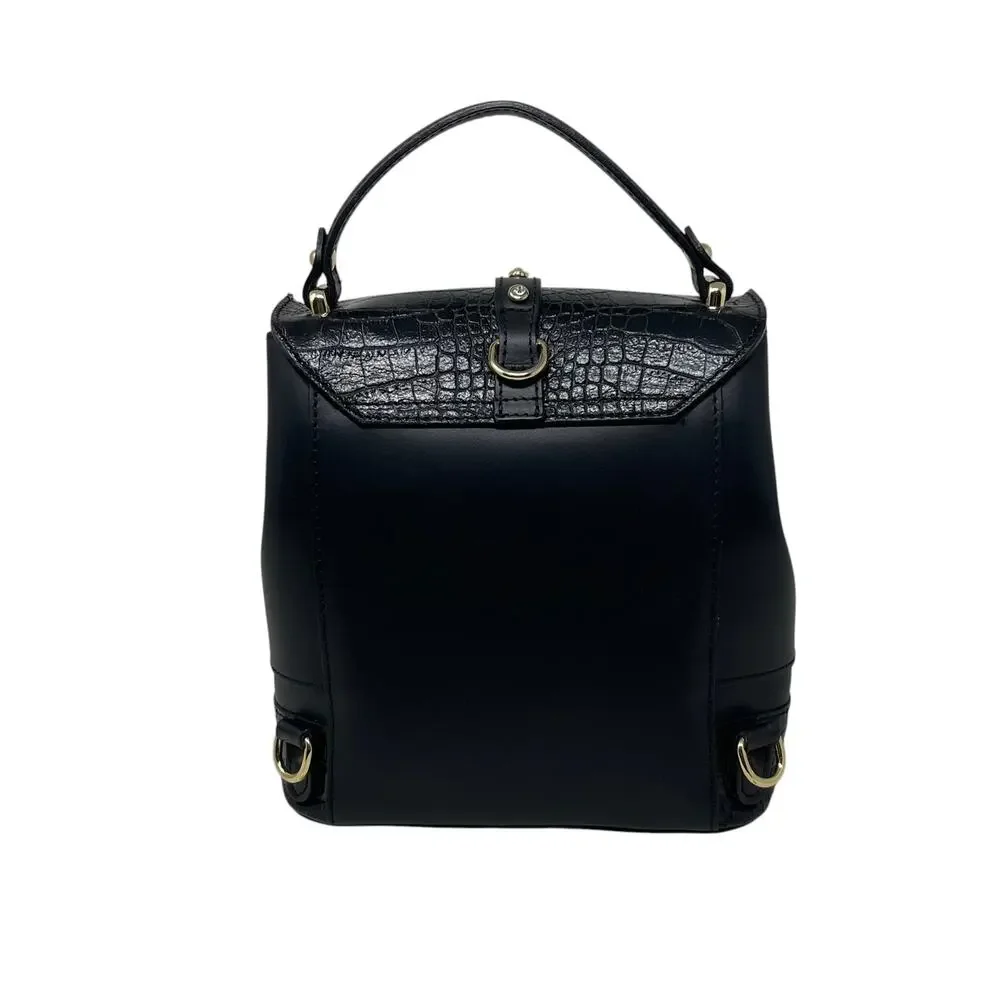 House of Harlow 1960 Black Leather Crystal Stud Backpack Shoulder Top Handle Bag